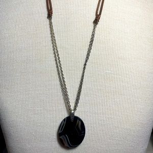 Black quartz obsidian natural gemstone pendant necklace